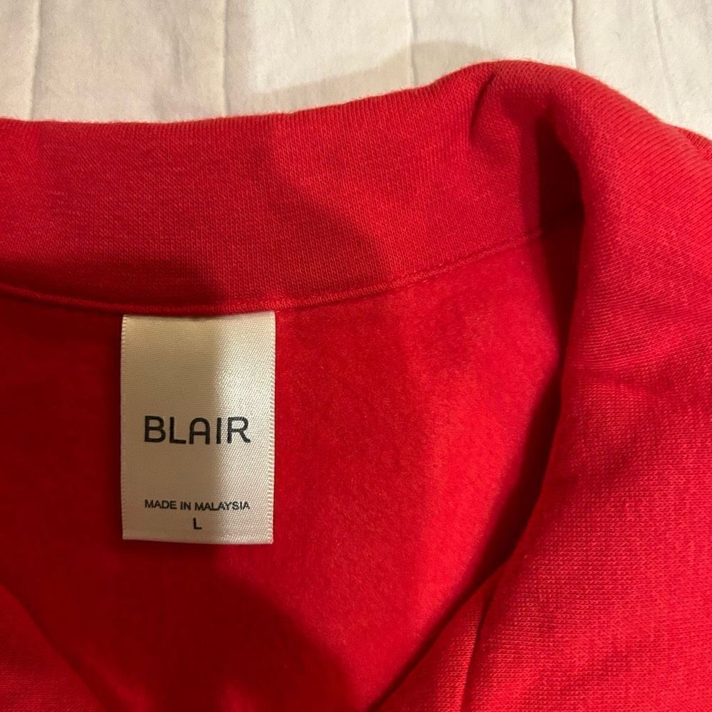Blair Large Cotton poly blend red zip up vest embroidered sweatshirt gold down c - Picture 2 of 9